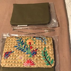 SOLD. Raffia and Canvas Clutch Purse🆕